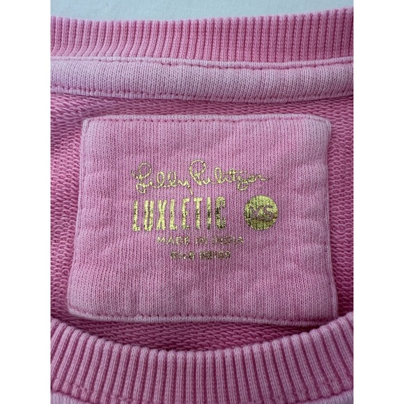 Womens Lilly Pulitzer Luxletic Pink Pullover Beachcomber Sweatshirt Sz XS - Picture 3 of 8